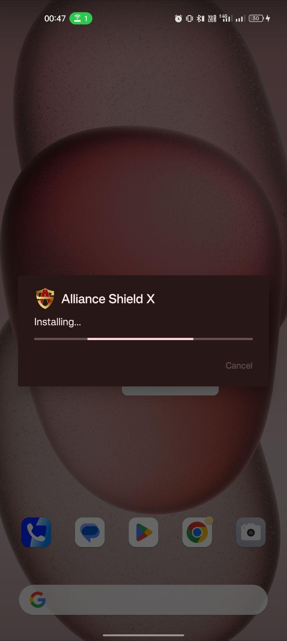 Alliance Shield X apk installing
