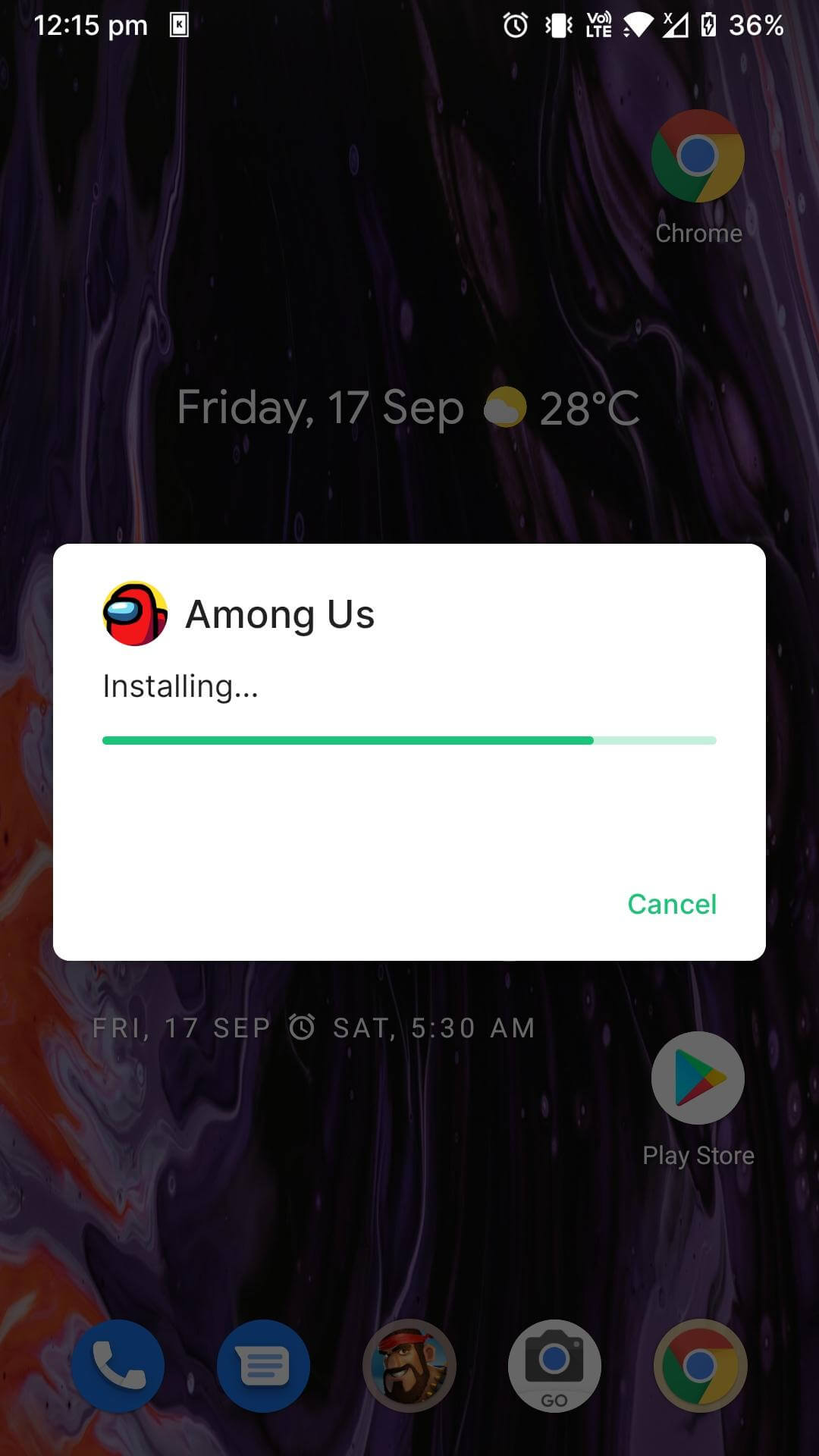among us mod apk installing