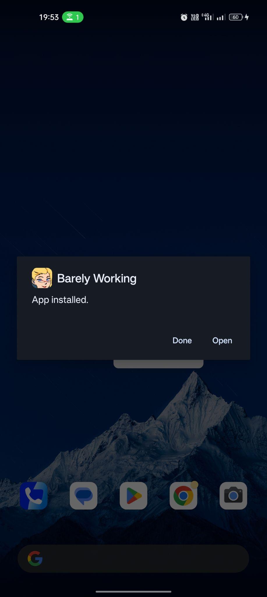 Barely Working apk installed