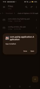 Clash of Fighters apk installed