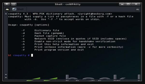 coWPAtty screenshot 1