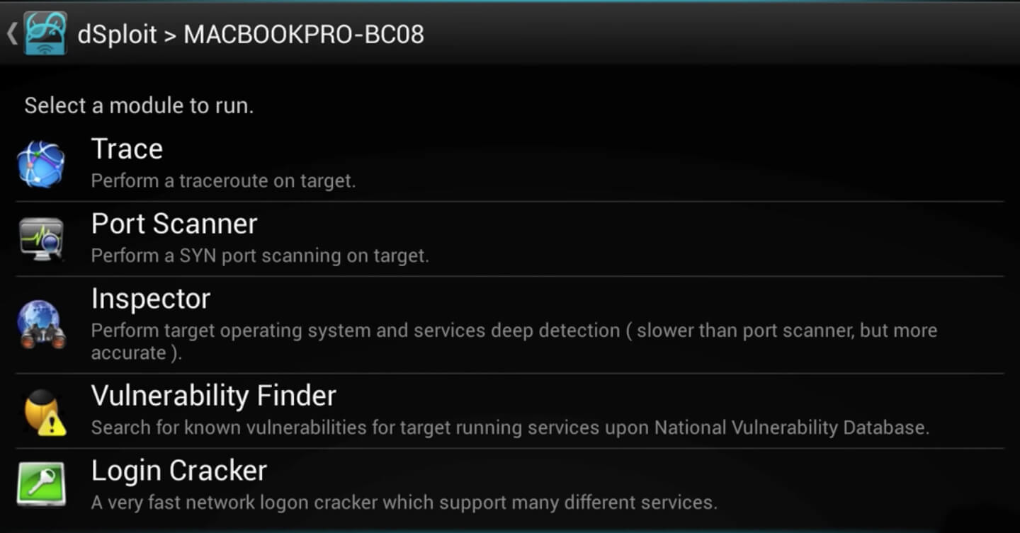 dSploit screenshot 1
