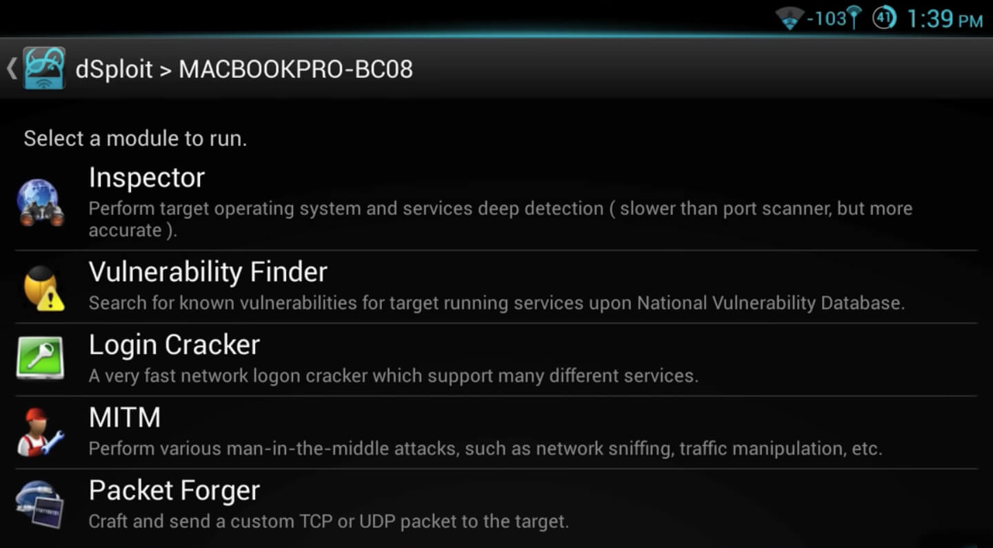 dSploit screenshot 1