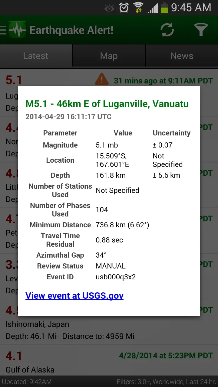 Earthquake Alert screenshot 1