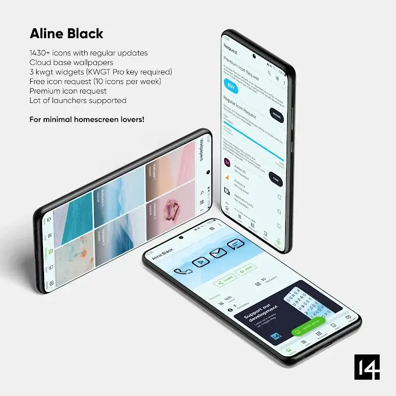 Aline Black: linear icon pack screenshot 1