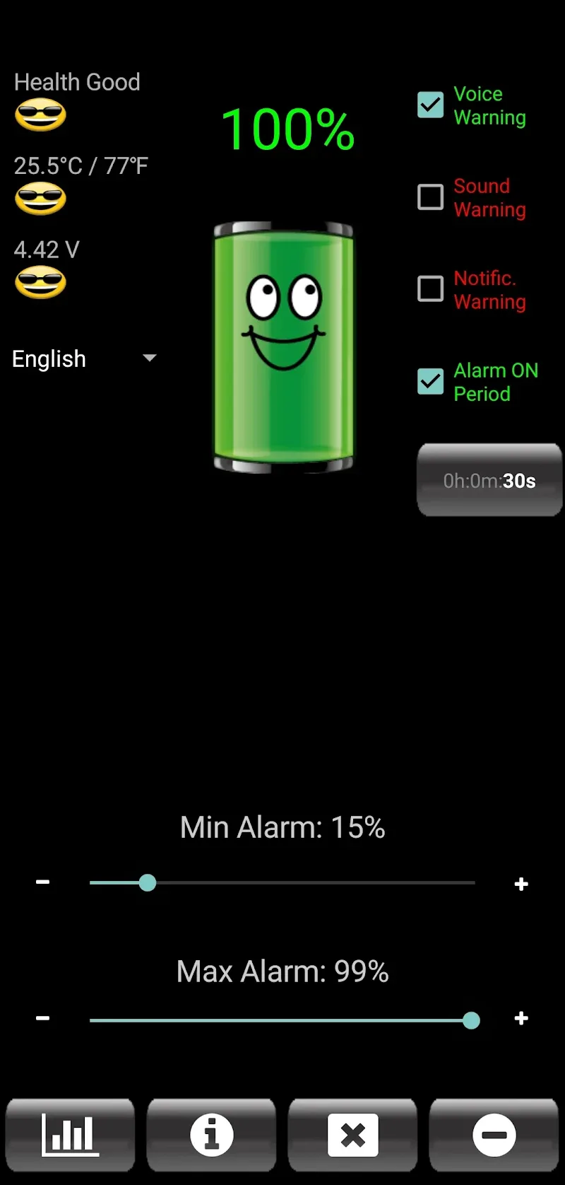 Battery Alarm PRO screenshot 1