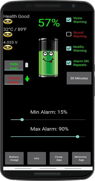 Battery Alarm PRO screenshot 1