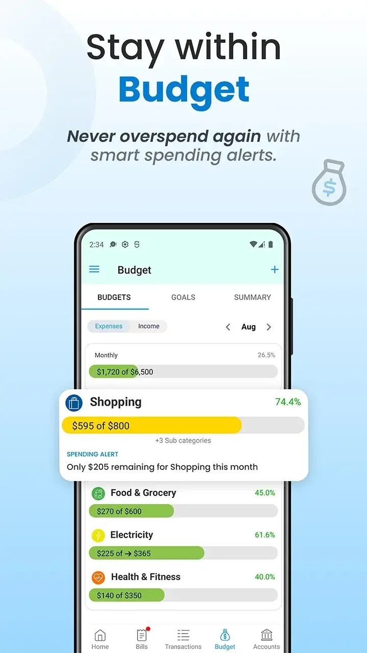 Bill Payment Organizer, Budget screenshot 1