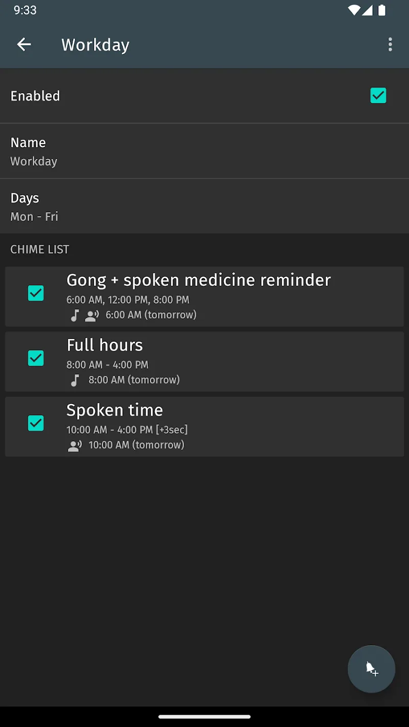Hourly chime screenshot 1
