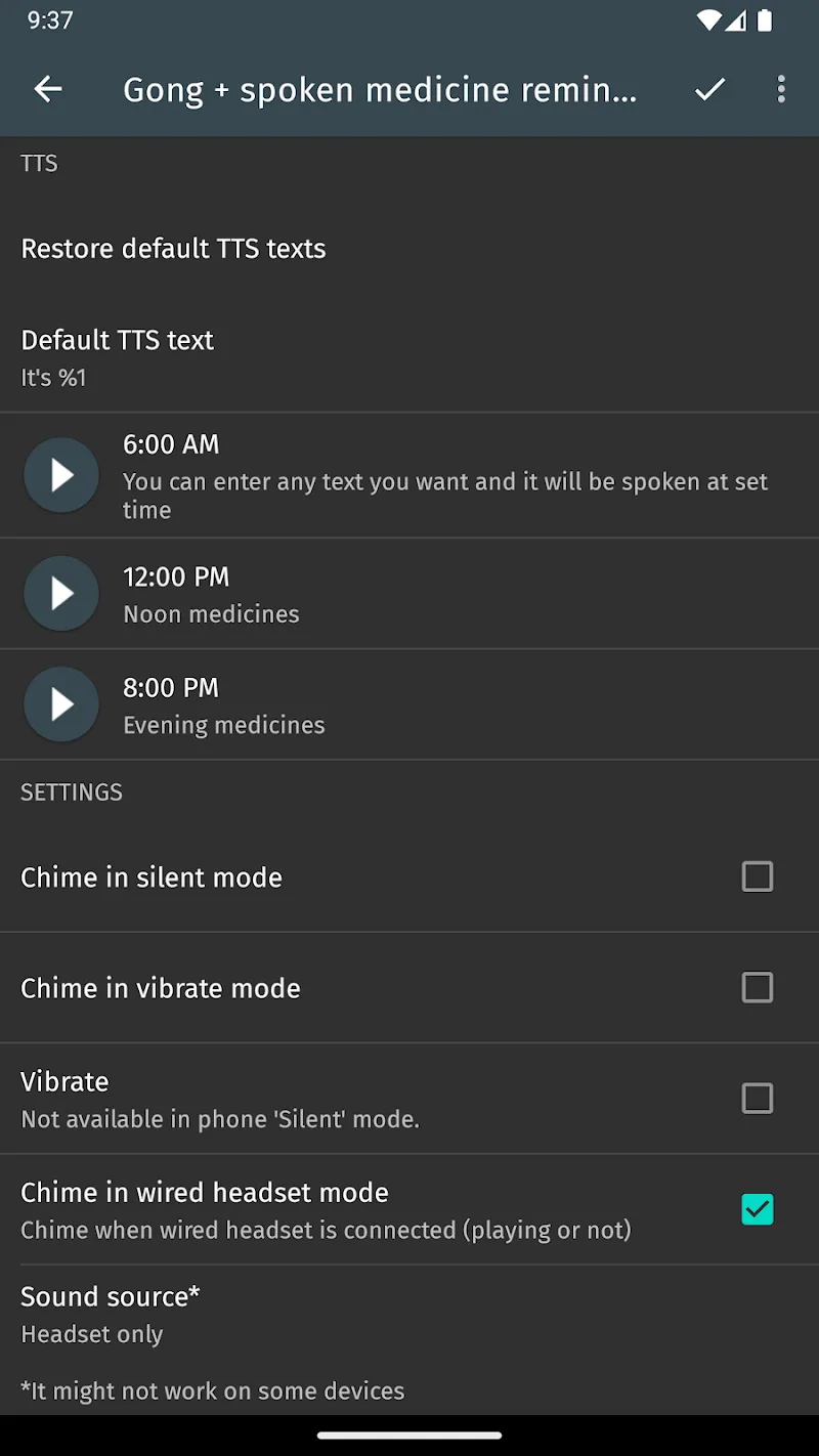 Hourly chime screenshot 1