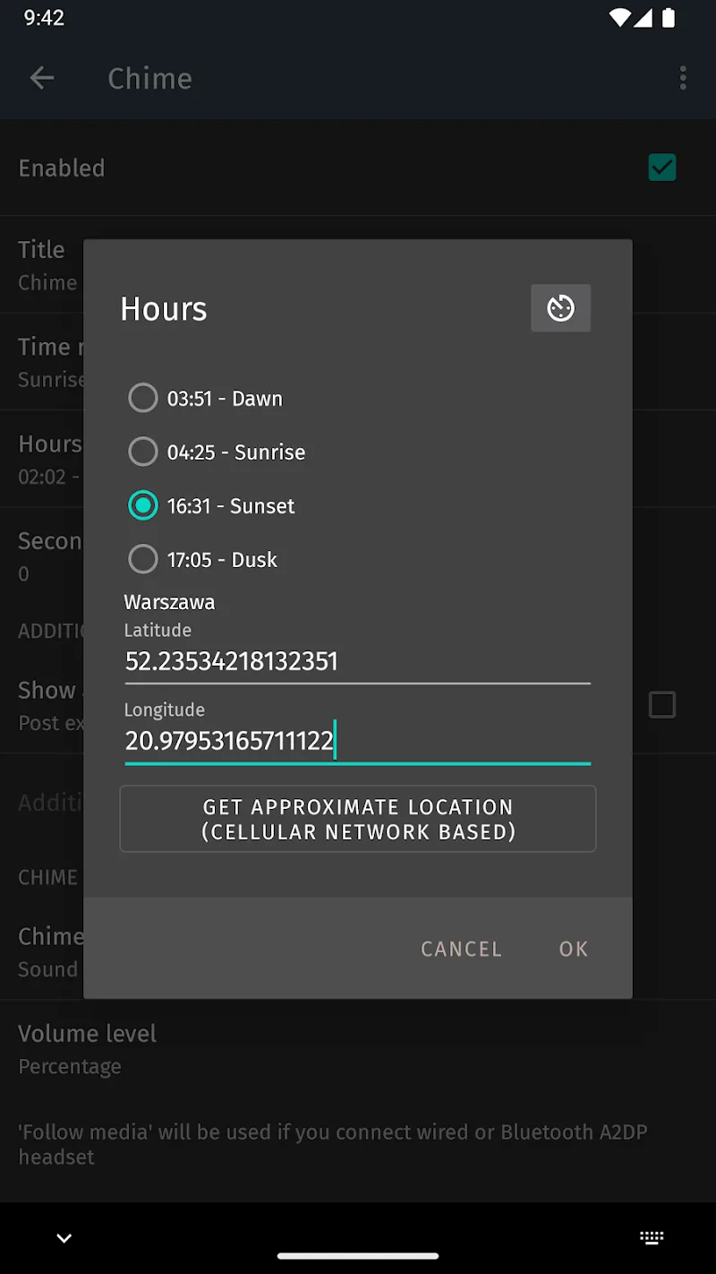 Hourly chime screenshot 1
