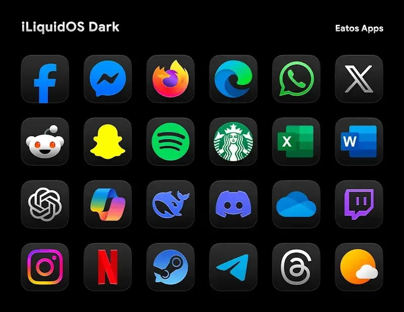 iLiquidDark - Icon Pack (iLiquidOS Dark) screenshot 1