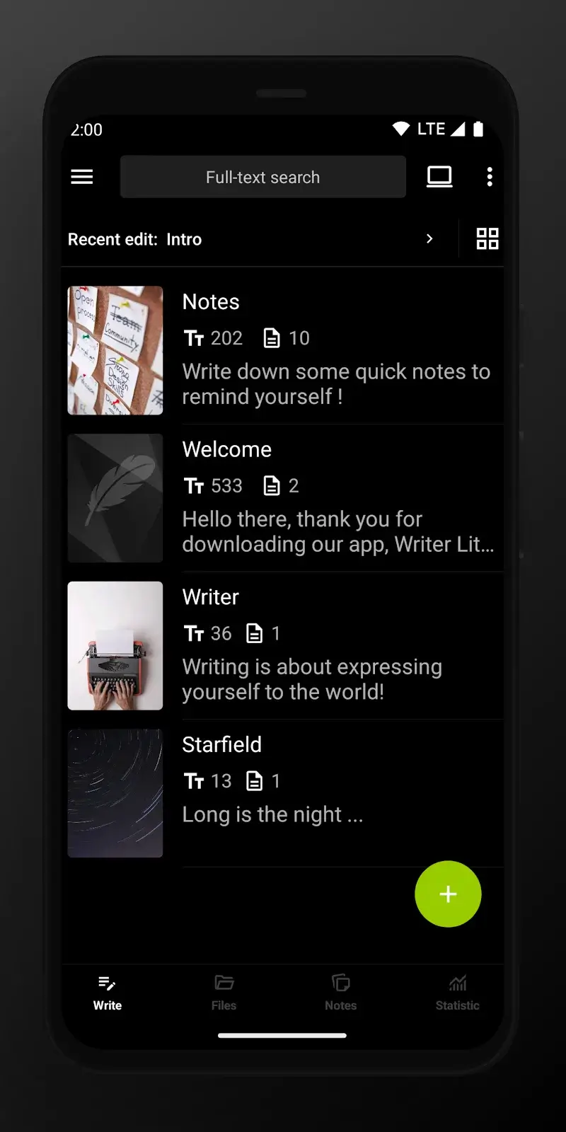Lite Writer: Writing/Note/Memo screenshot 1