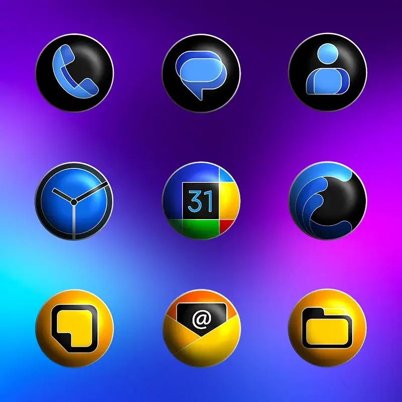 Pixly Fluo 3D - Icon Pack screenshot 1