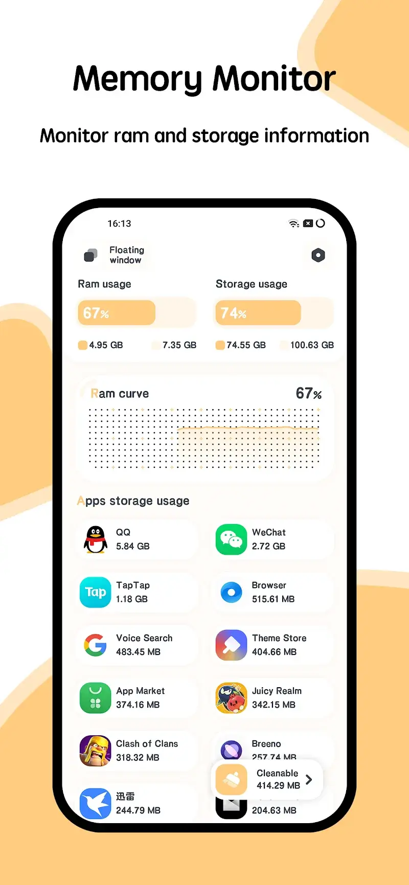 Powerful RAM Monitor Pro (Powerful Cleaner) screenshot 1