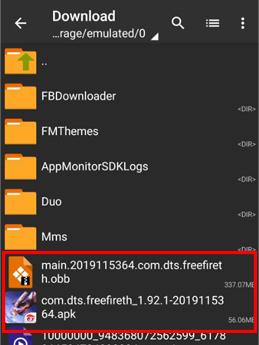 free fire downloaded files