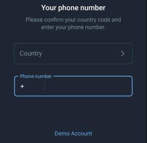 enter phone number for GB Telegram login