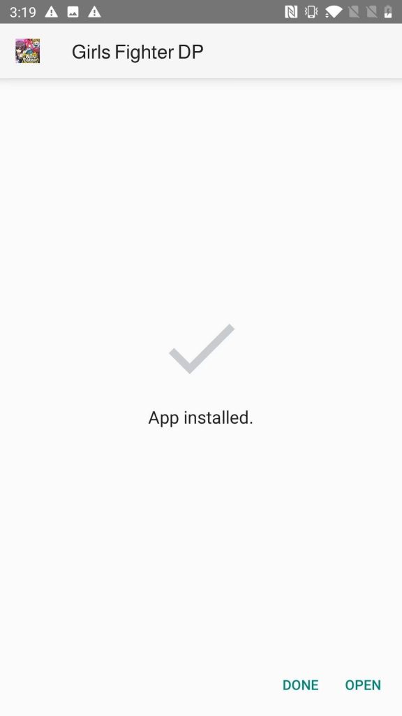 Girls Fighter DP APK installed
