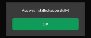 App installed successfully
