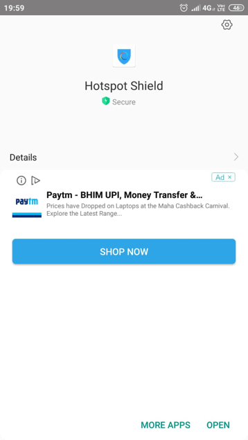 Hotspot Shield Apk installed