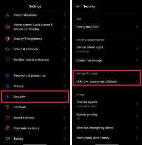 enable Unknown Sources to install HushSMS
