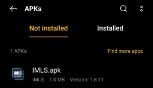 locate IMLS APK file in File Manager