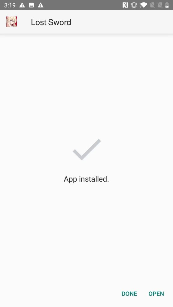 Lost Sword APK installed