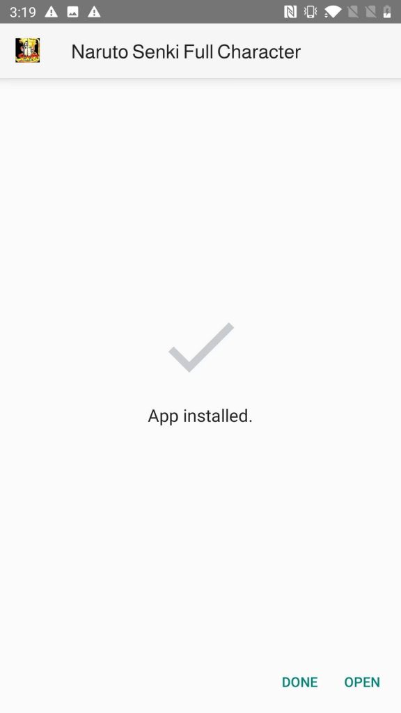 Naruto Senki Full Character APK installed