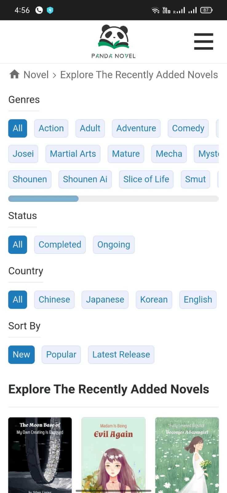 Panda Novel screenshot 1