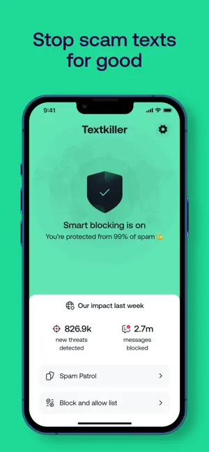 ‎Textkiller - Spam Text Blocker App screenshot 1