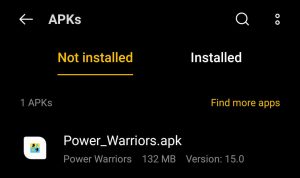 locate the Power Warriors APK File in File Manager