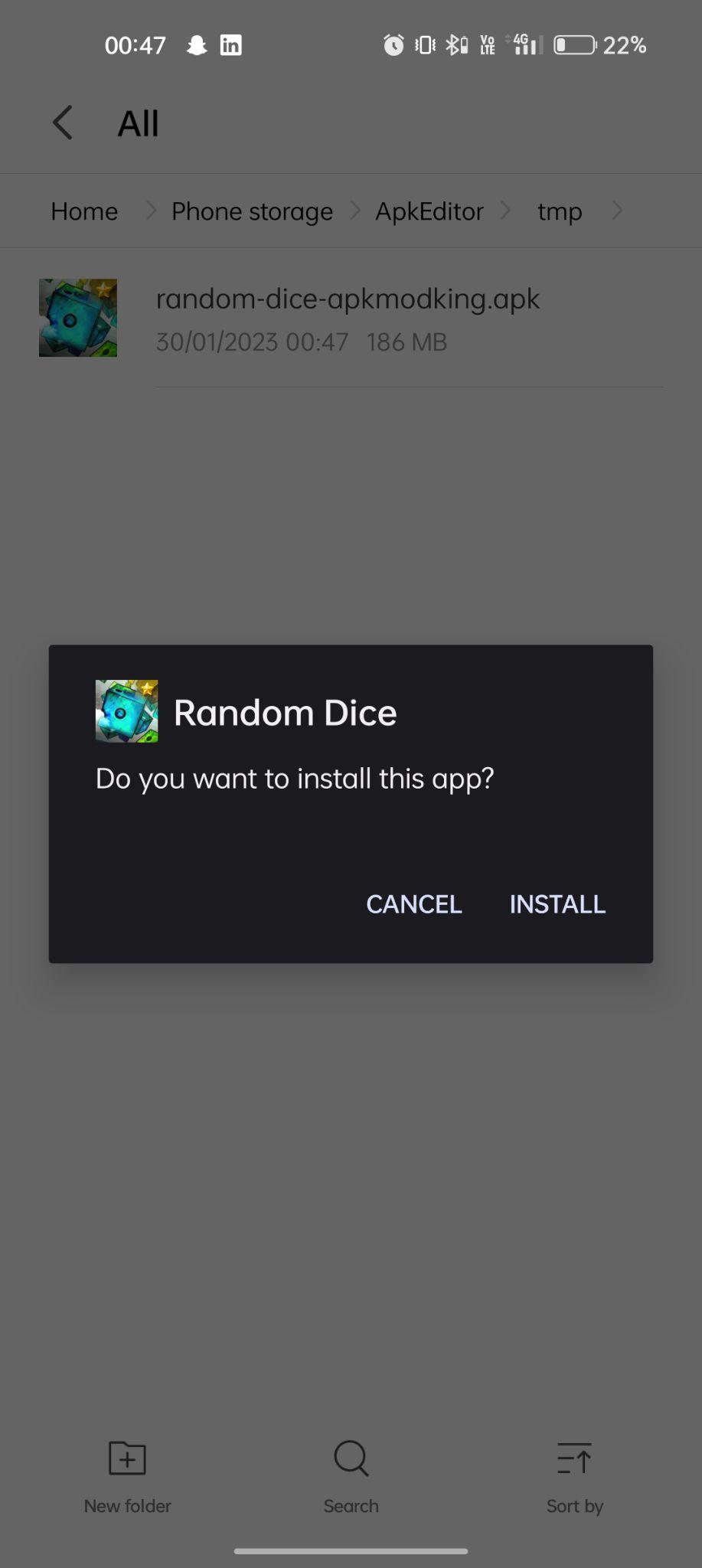 click on install