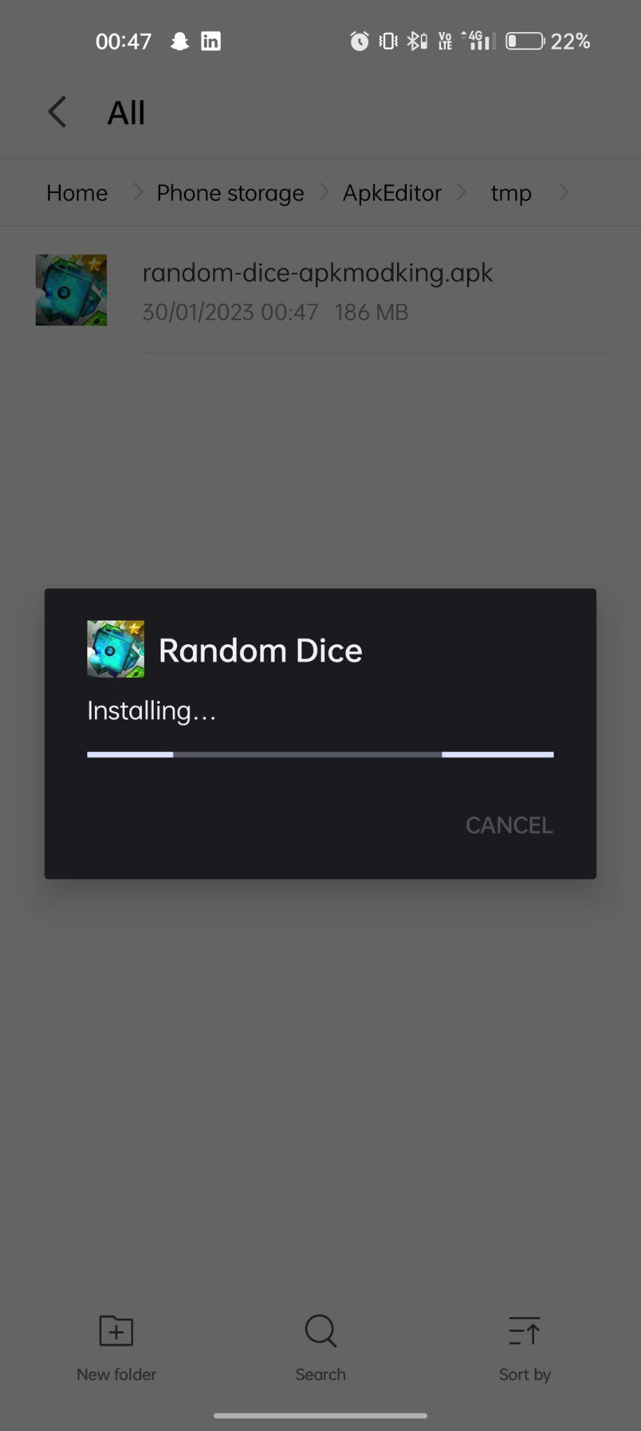 Random Dice PvP Defense apk installing