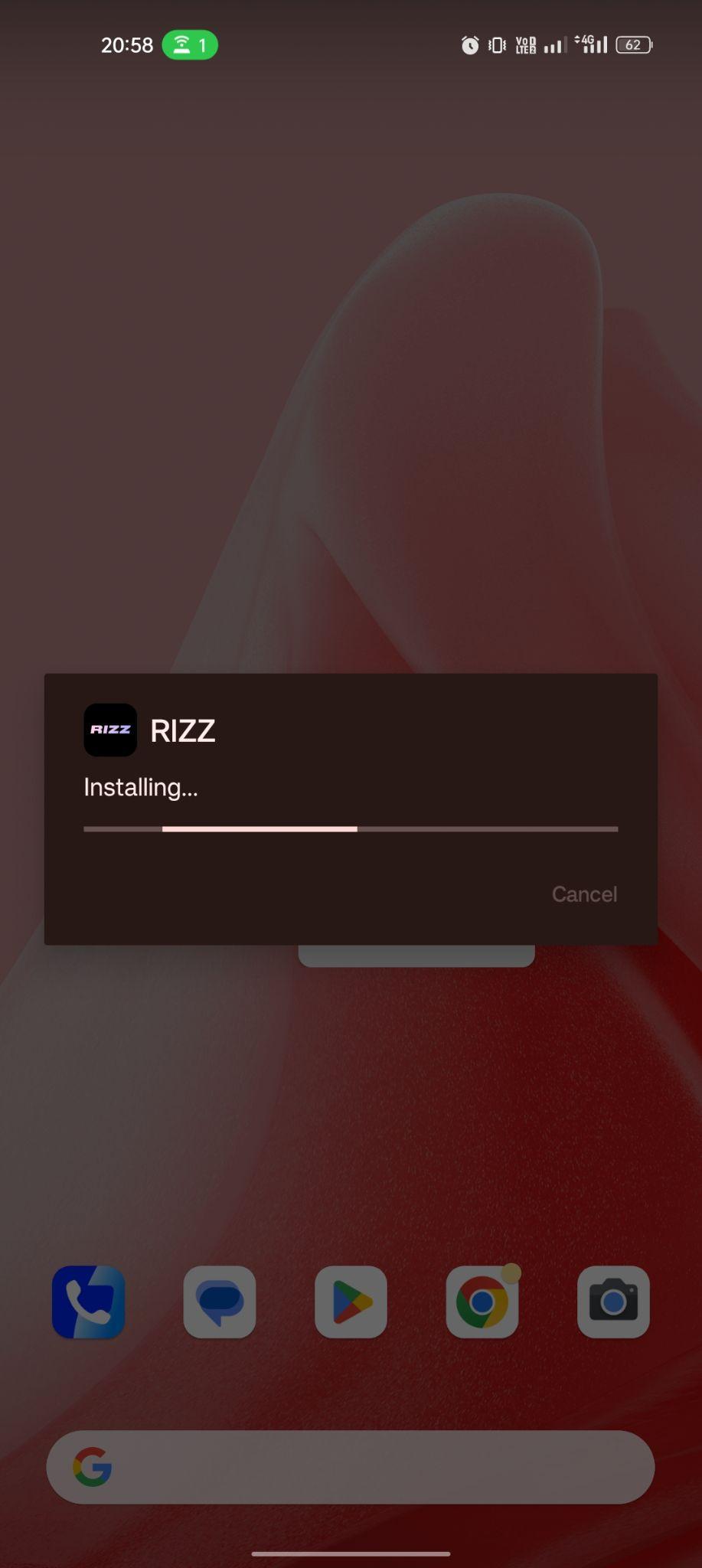 RIZZ apk installing