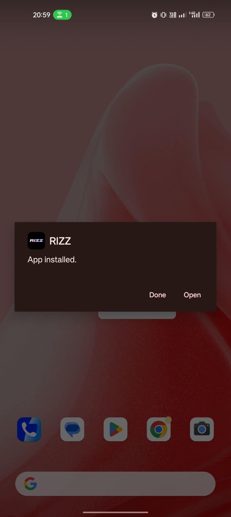 RIZZ apk installed