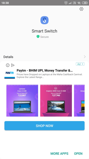 Smart Switch Mobile Apk installed