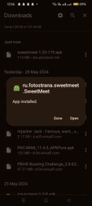 SweetMeet apk installed