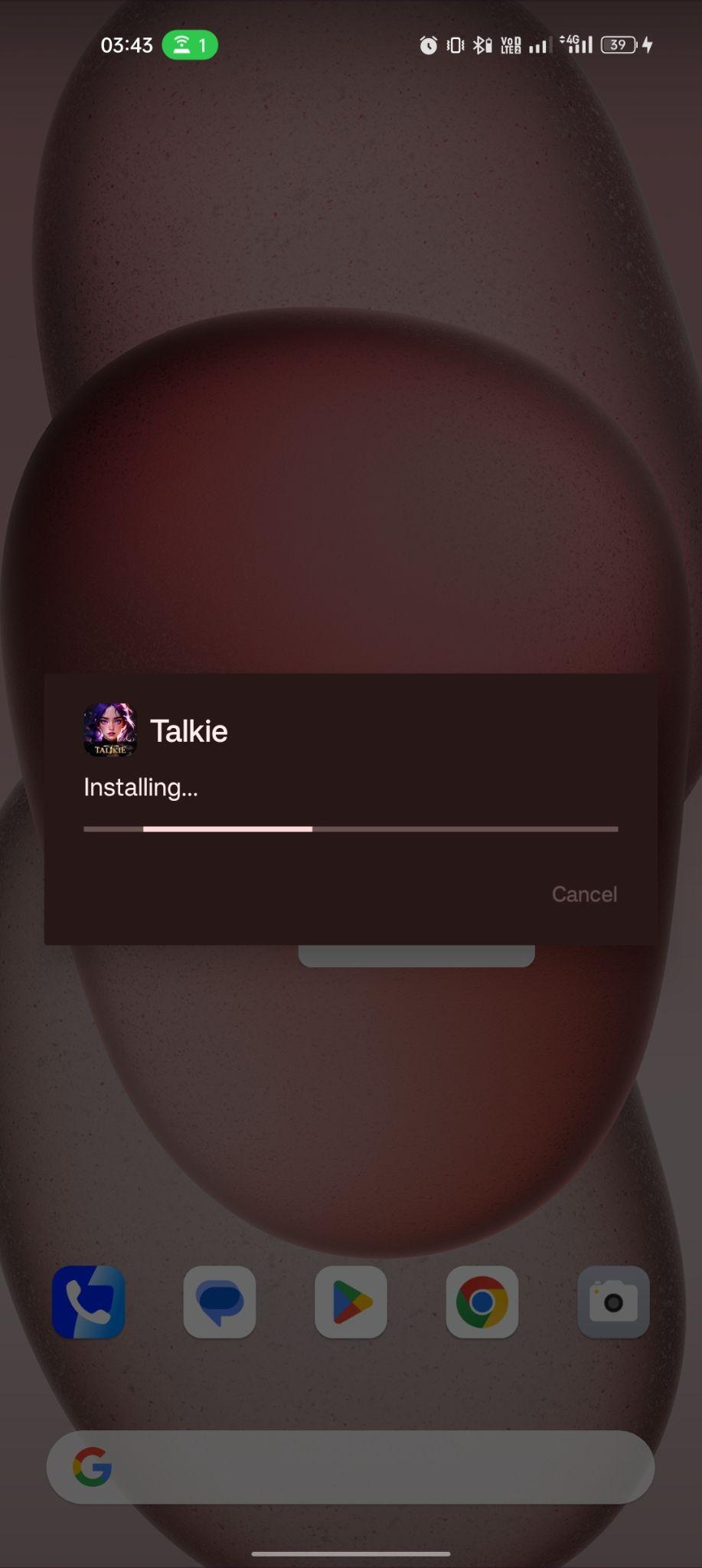 Talkie: Soulful AI apk installing