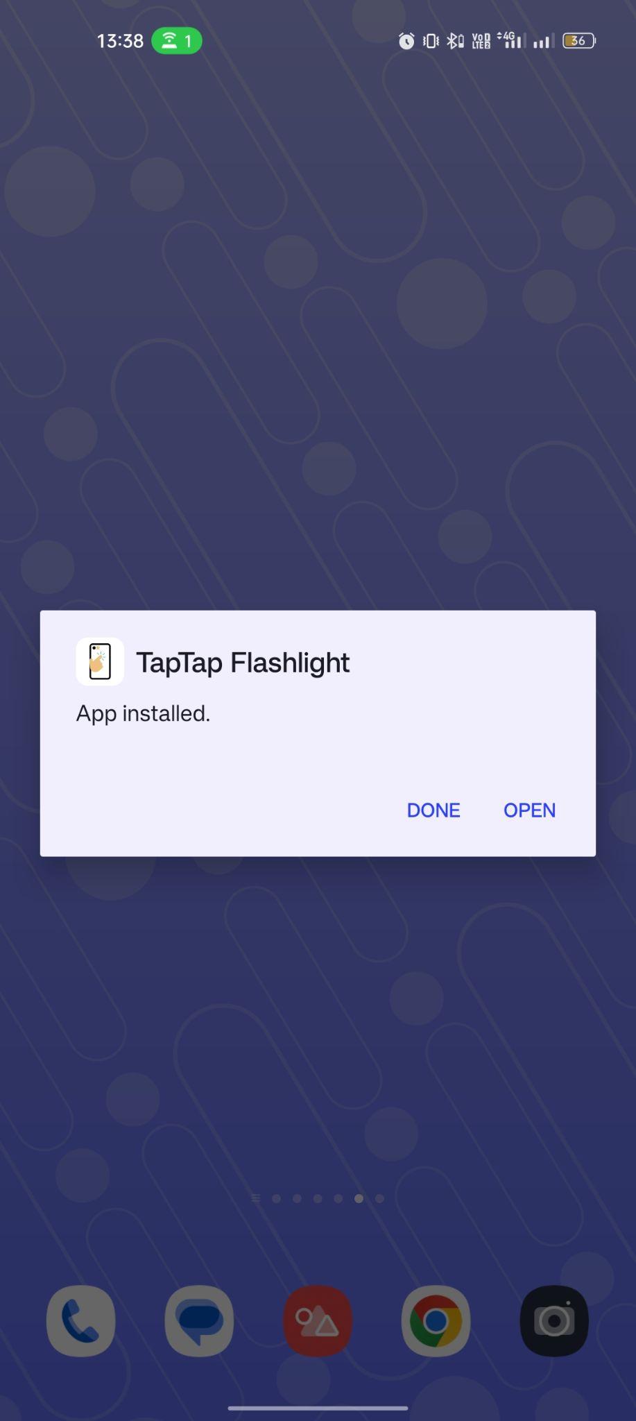 Tap Tap Flashlight apk installed