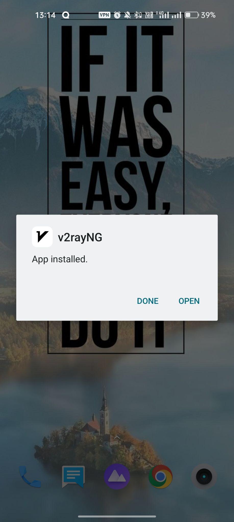V2RayNG apk installed