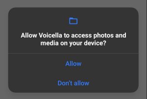 allow Voicella to access your photos and media
