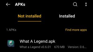 locate What a Legend Apk file