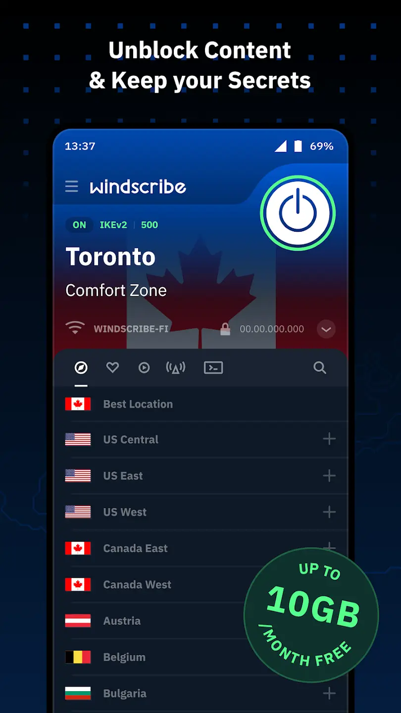 Windscribe screenshot 1