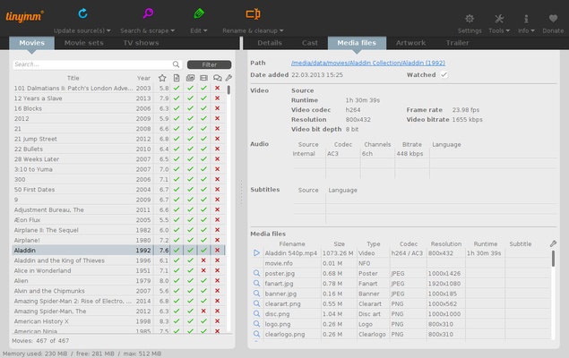 TinyMediaManager screenshot 1