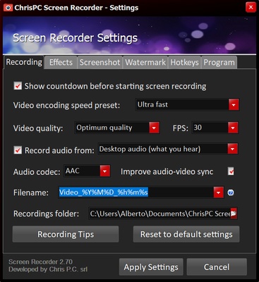 ChrisPC Screen Recorder screenshot 1