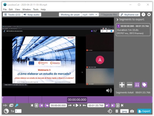 LosslessCut screenshot 1