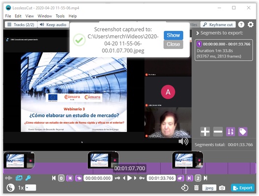 LosslessCut screenshot 1