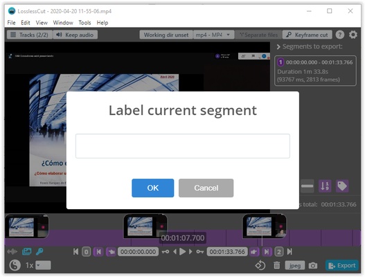 LosslessCut screenshot 1
