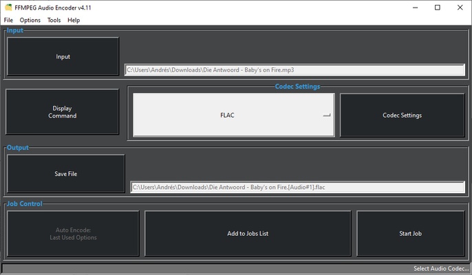FFMPEG Audio Encoder screenshot 1