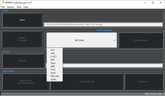 FFMPEG Audio Encoder screenshot 1